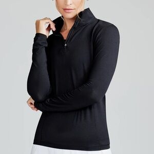 TASC Performance Recess Quarter Zip long sleeves women's black T-shirt top Sz XS